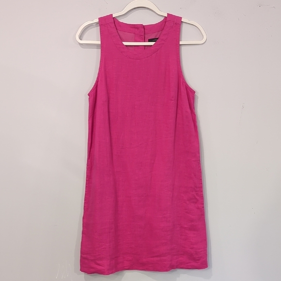 J Crew 100% Linen Dress Sleeveless Pink Lined Button Back size XS - Picture 1 of 12
